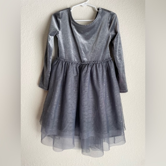 Cat & Jack Shimmering Silver Stars Kids long sleeve Dress size XS 4/5 - Picture 6 of 6